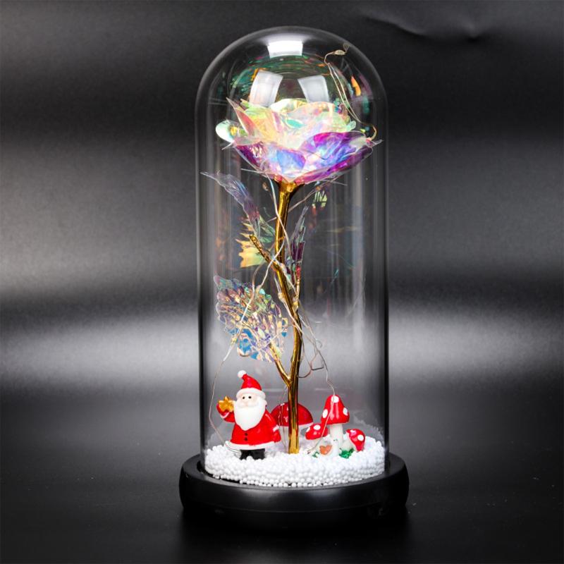 

Christmas Decorations Wooden Glass Cover Tree Ornaments Glowing Mini Home Decoration Gift For