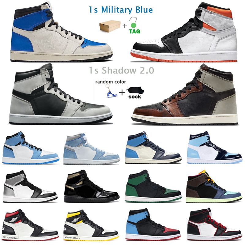 

1s High Men Basketball Shoes 1 University Blue Shadow 2.0 Electro Orange Hyper Royal Silver Toe mens trainers sports sneakers with box, Digital pink