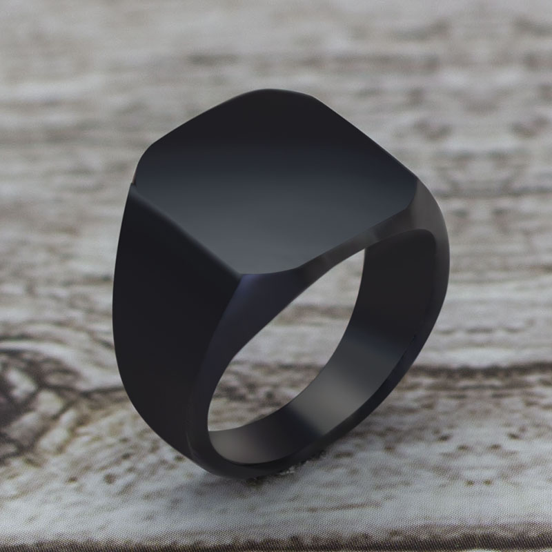 

Simple Black Square Ring Classic Wedding Engagement Jewelry
