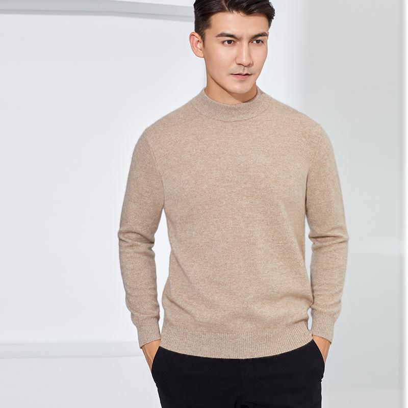 

Men's Sweaters 100% Cashmere Autumn/Winter 21 European And American Half High Neck Thick Sweater Casual Wild Loose Knitted Pullover, White;black