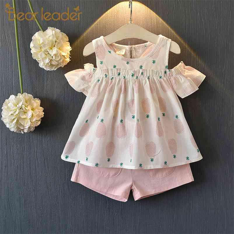 

Girl Set Children Clothing O-neck Fruit Girls Clothes Cotton Kids Short Sleeve For 210429, Ax775 white