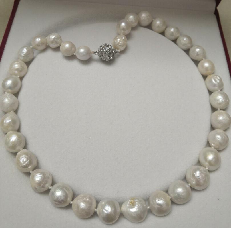 

Chokers HABITOO Luxury Natural 11-13MM White Near Round Baroque Pearl Necklace Choker Long 20 Inch Women Party Wedding Jewelry Gifts