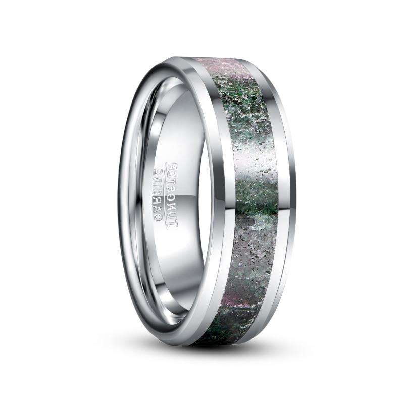 

Wedding Rings Silver Color Anel Masculino Green Stones Groove Men Tungsten Ring Matrimonio Jewellery