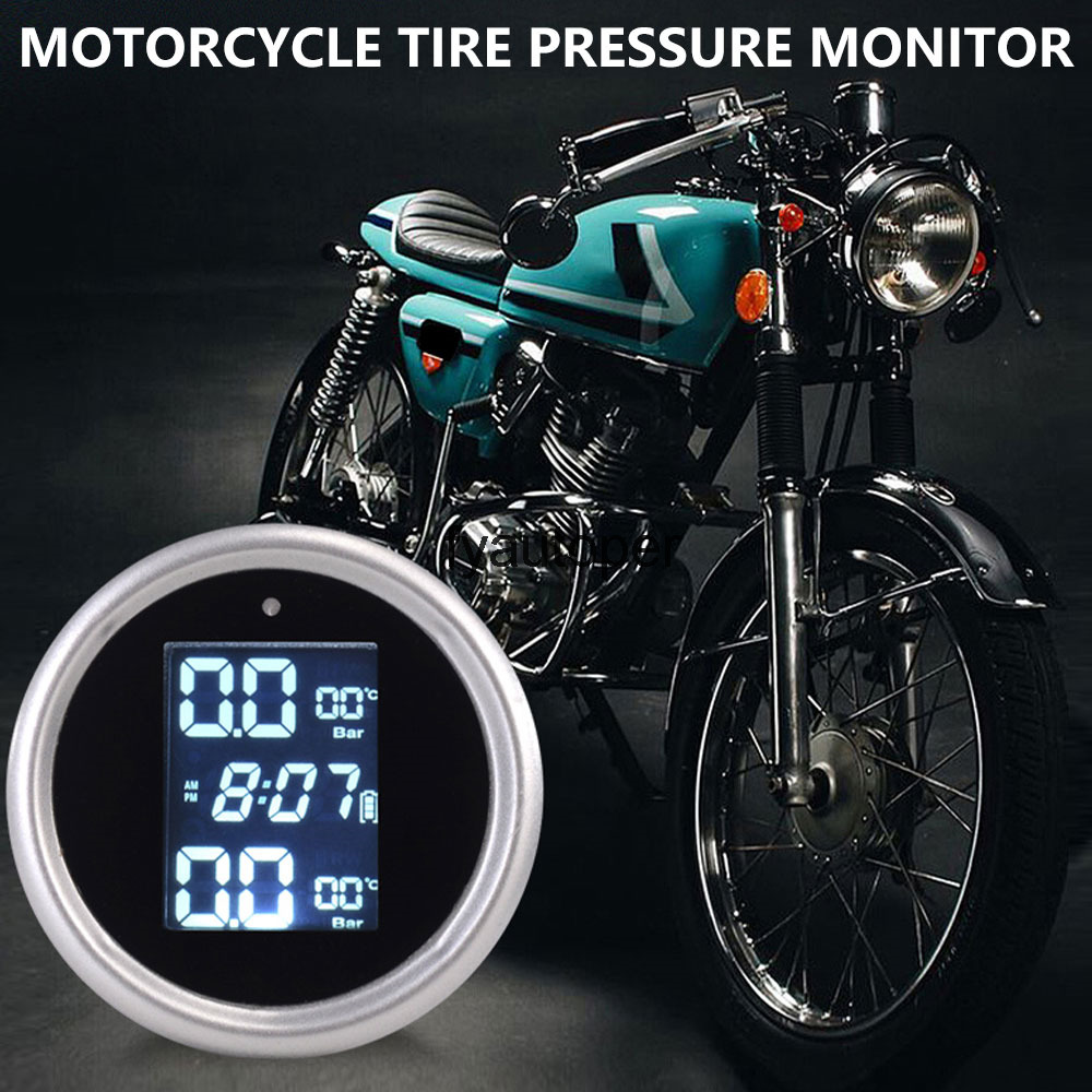 

Motorcycle TPMS Motor Tire Pressure Tyre Temperature Monitoring Alarm System with 2 External Sensors USBCharging motos