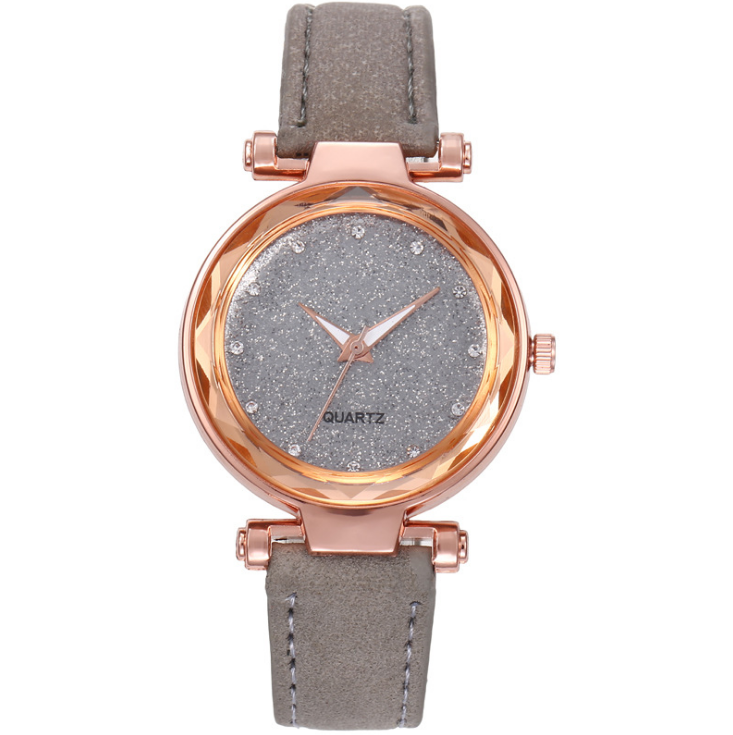 

Casual Star Watch Sanded Leather Strap Silver Diamond Dial Quartz Elegant Temperament Womens Watches Ladies Wristwatches Manufactory Direct, No send watch for shipping