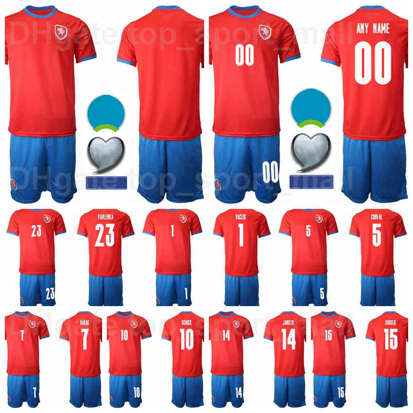 

Czech Republic 2021-22 Soccer 11 Michael Krmencik Jersey Set National Team 9 Patrik Schick 8 Vladimir Darida 15 Tomas Soucek Football Shirt Kits, Red
