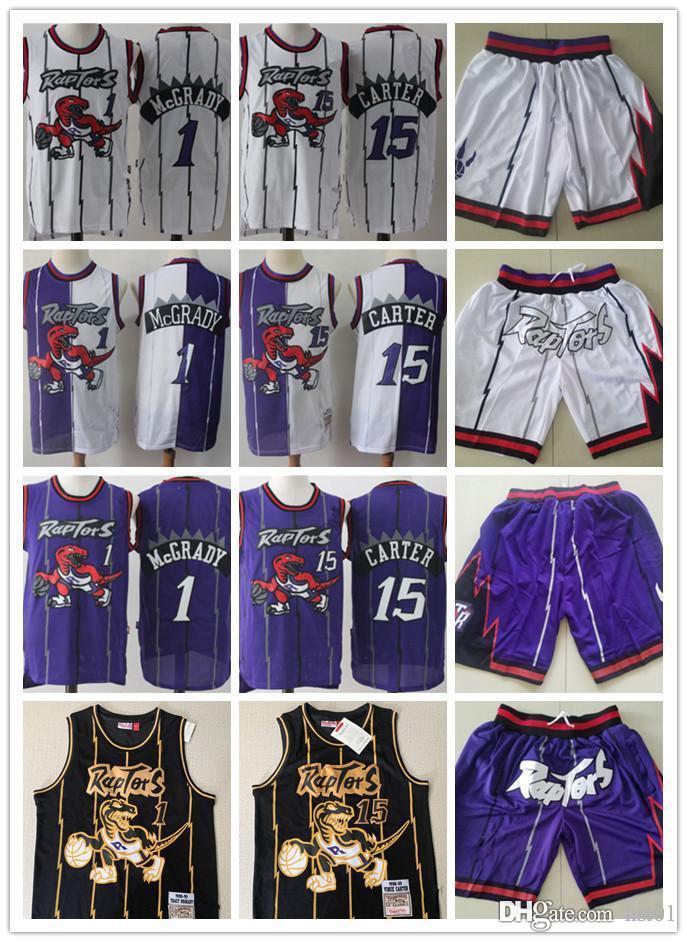 

Mens Toronto Throwback Raptors jerseys Vince Carter Tracy McGrady 1 15 Basketball Shorts Basketball Jersey, Black;red