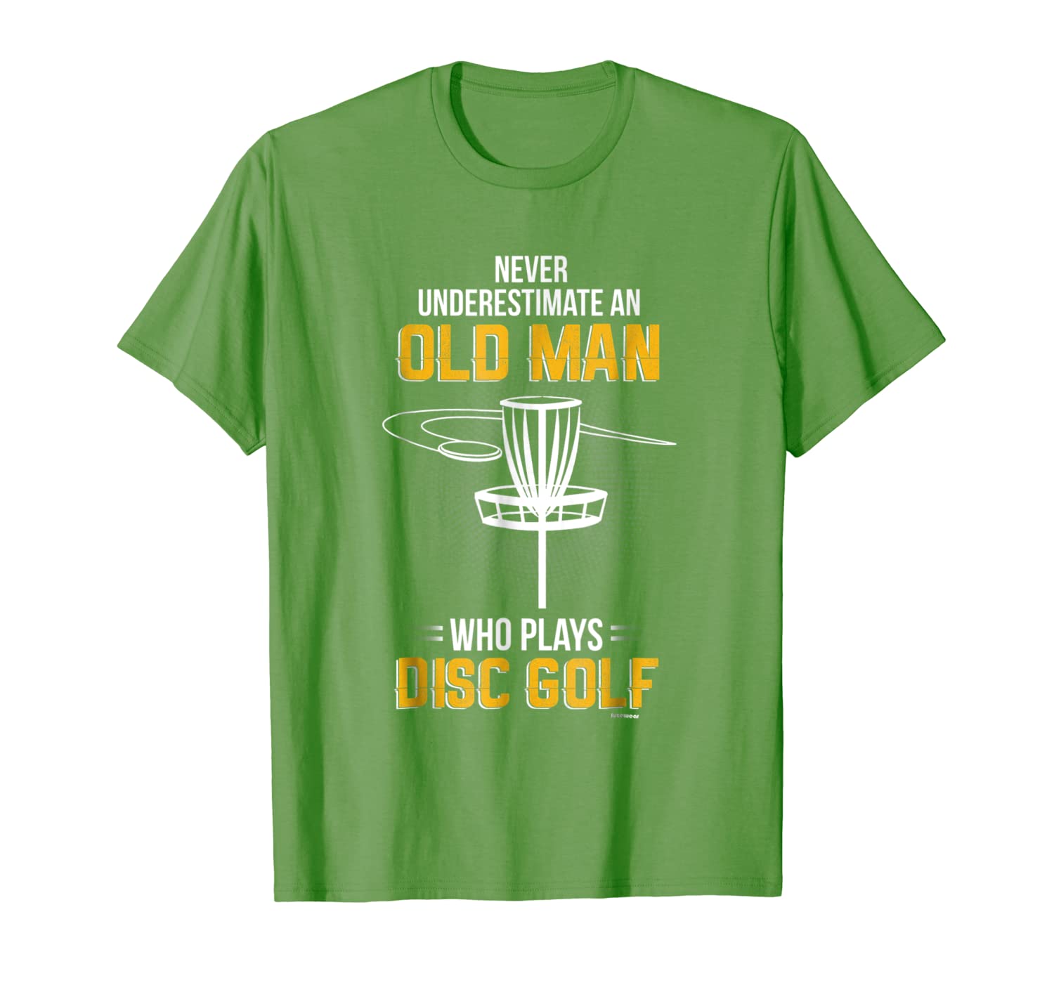 

Never Underestimate an Old Man Who Plays Disc Golf T-Shrit, Mainly pictures