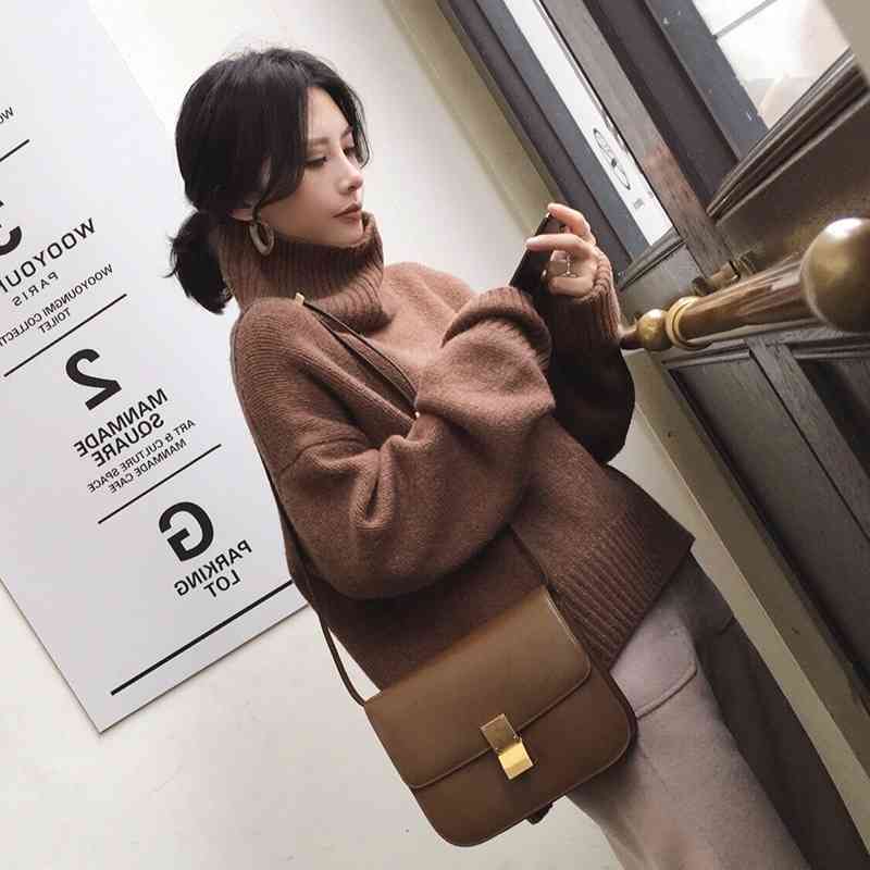 Turtleneck Thick Winter Sweater Women Pullover Girls Tops Loose Autumn Female Knitted Outerwear Sweaters Warm Oversize Cashmere 210417Z