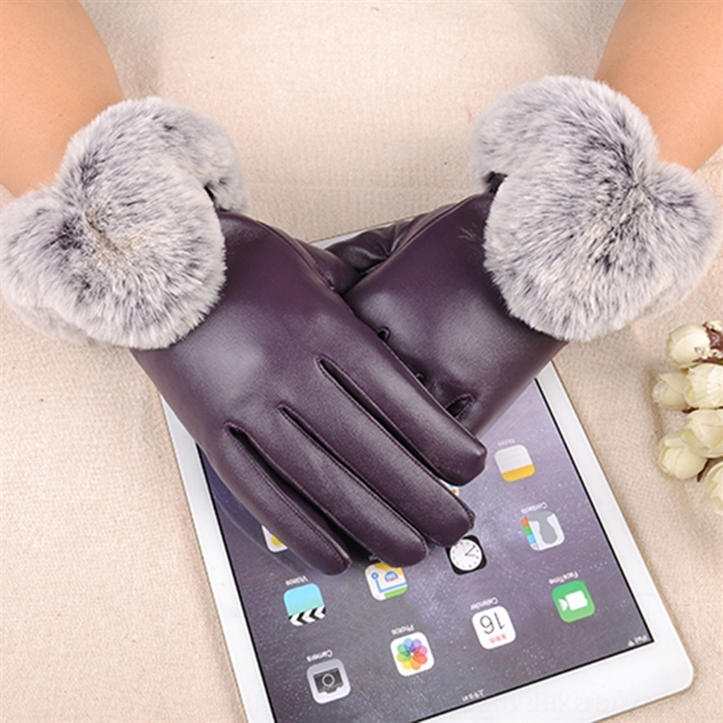 

9P3 rex rabbit warm mittens and fingerless gloves wool mouth sheepskin warm autumn and winter female korean touch screen lovely lady gloves