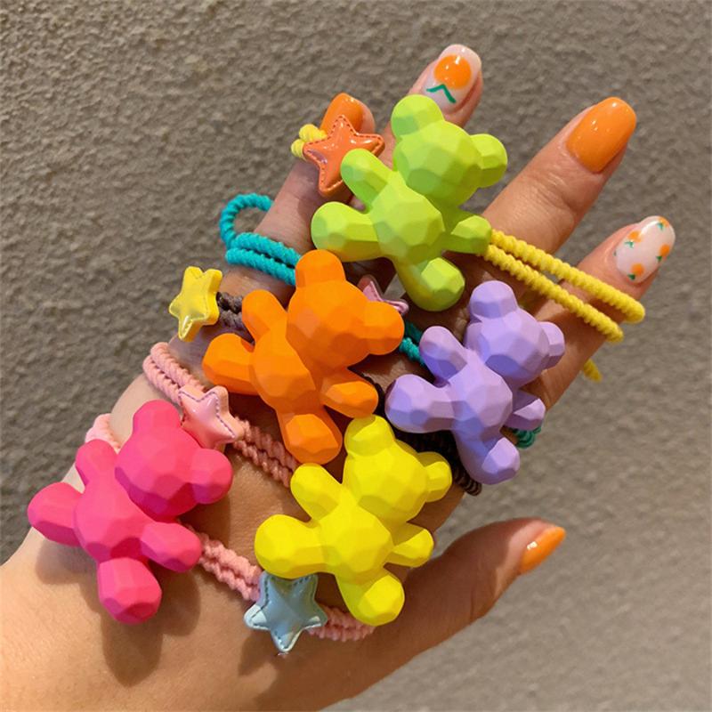

Hair Clips & Barrettes Animal Colorful Bear Cartoon Elastic Band For Women Crystal Tie Accessories Girls Rubber Scrunchies, Golden;silver
