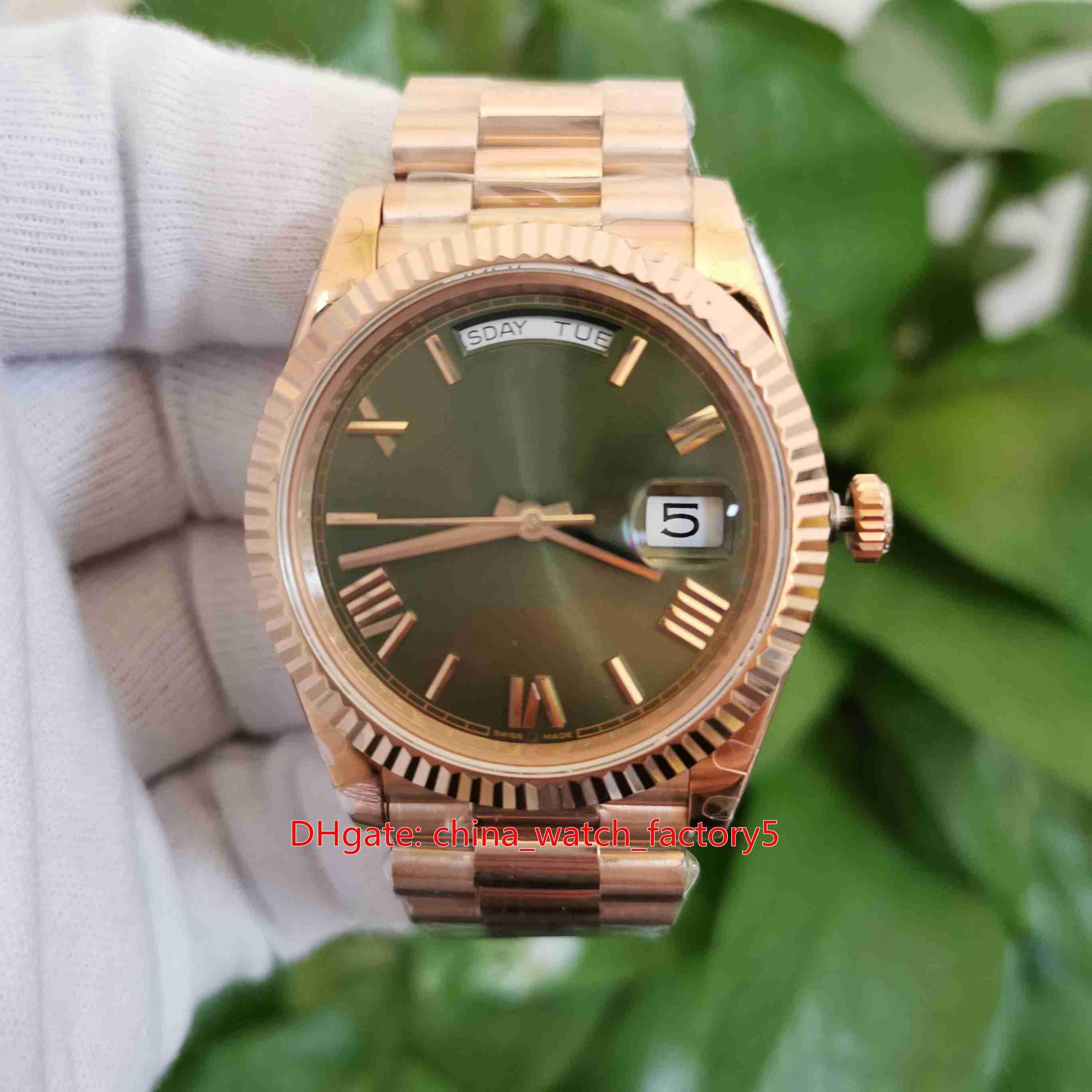 BP Maker Top Quality Watches 40mm Day-Date 228235 President 18k Rose Gold Green Dial Asia 2813 Movement Mechanical Automatic Mens Watch Men'-image-746801087