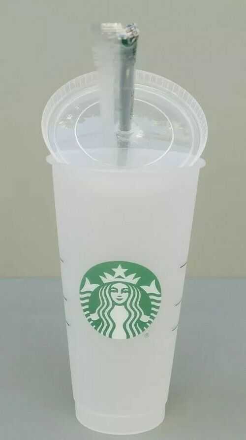 Starbucks reusable 24oz cold cup size with cover and straw-image-754325450