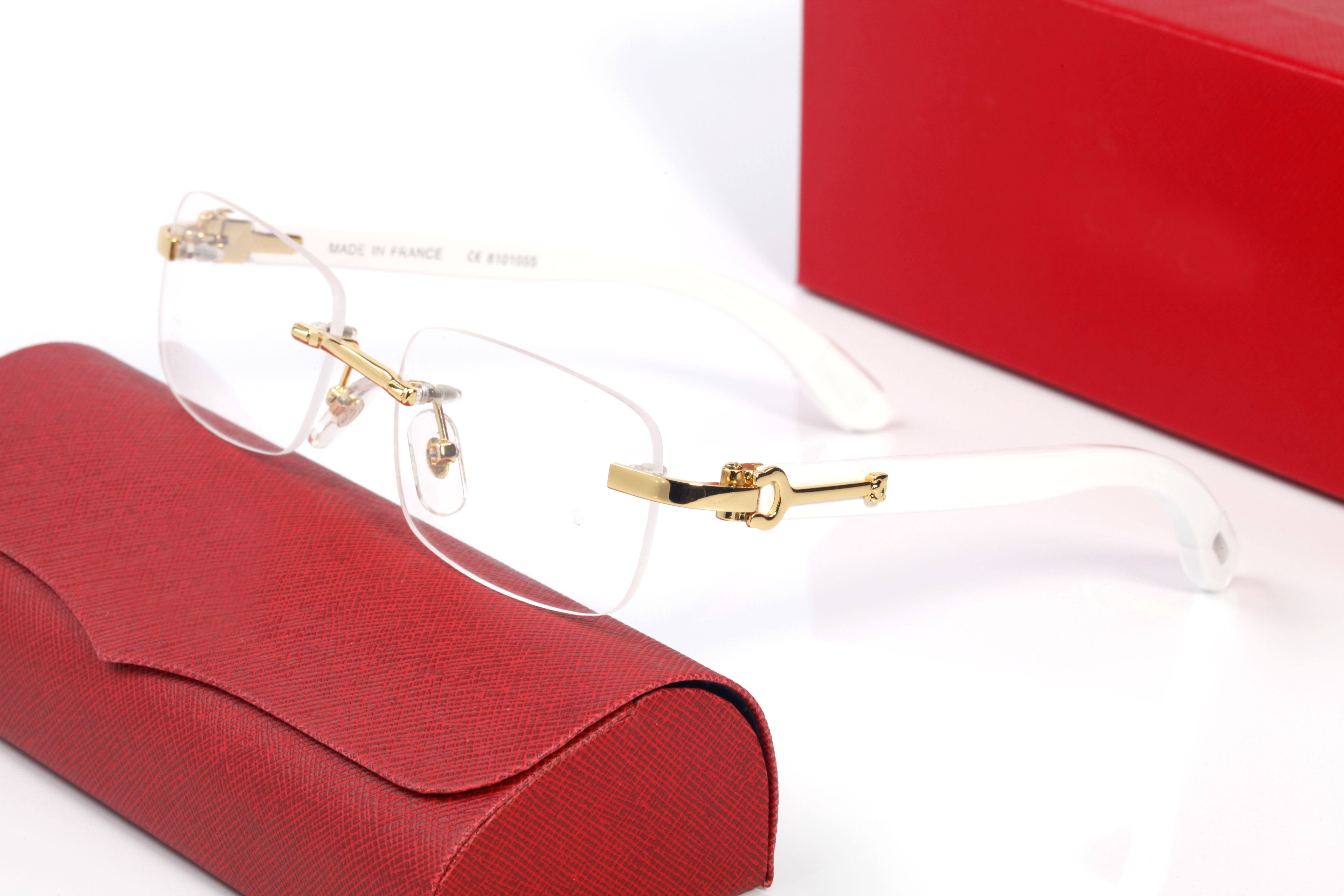 

fashion mens woman sunglasses unisex wood retro buffalo horn sun glasses rimless white wooden eyeglasses gray purple brown multi lens Lunettes