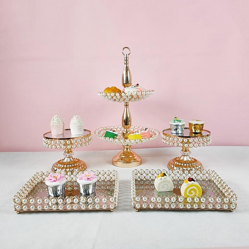 

Other Bakeware 3pcs -11pcs Cake Baking Tray Round Pan Gold Pearl Cupcake Stand
