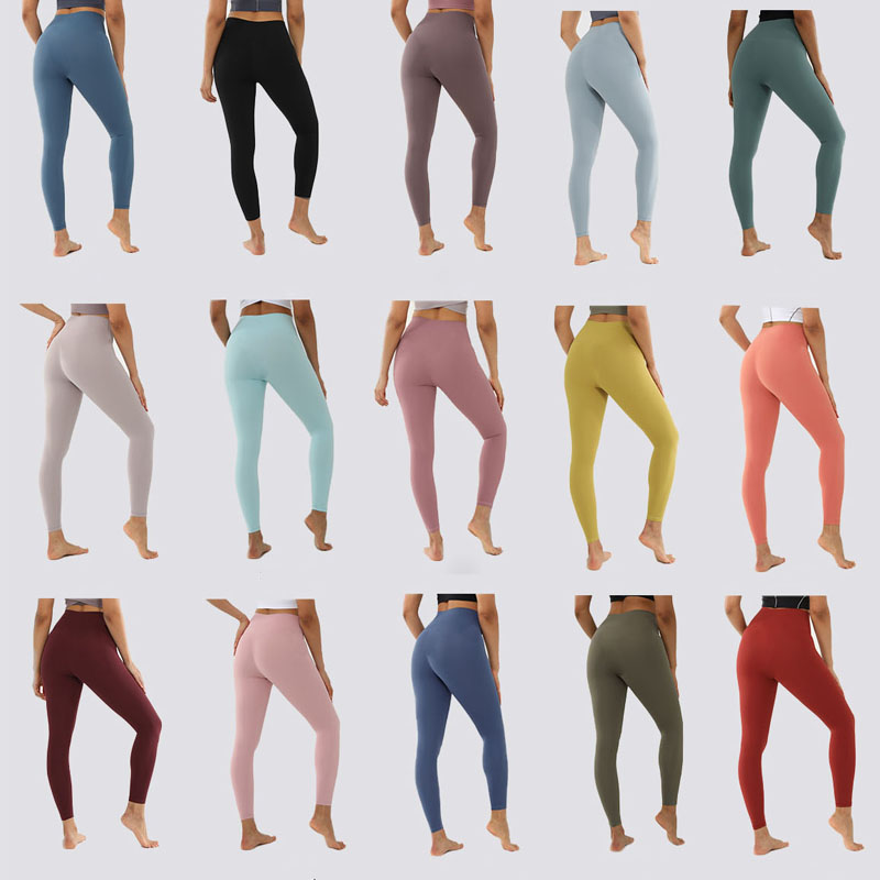 

yoga pants for women nude high-waist hip-lifting running outfit tight elastic feet sports fitness Leggings Super soft buttery feel L-036, White;red