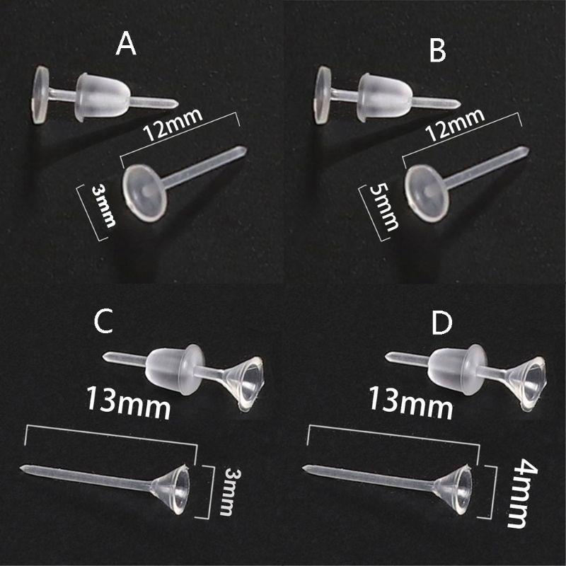 

Stud 100Pcs Invisible Plastic Earrings Blank Pins Tiny Head Earring Posts And Back Jewelry Findings DIY Supplies B2QE, Golden;silver