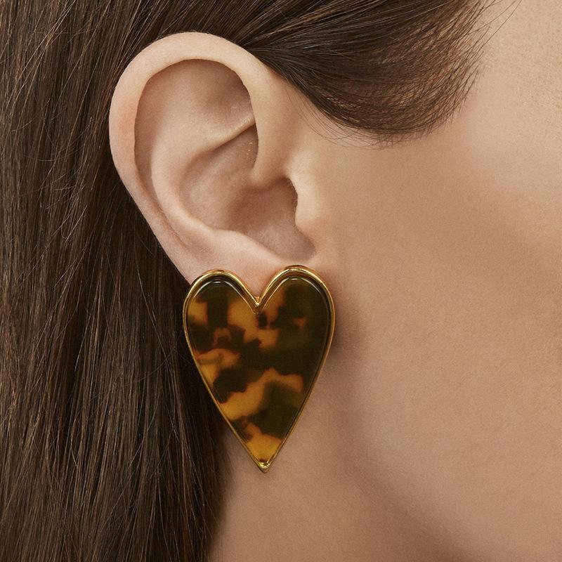 Stud 2021 Lady&#039;s Vintage Leopard Acetic Acrylic Heart Earring Fashion Statement Earrings For Women Accessories-image-699803204