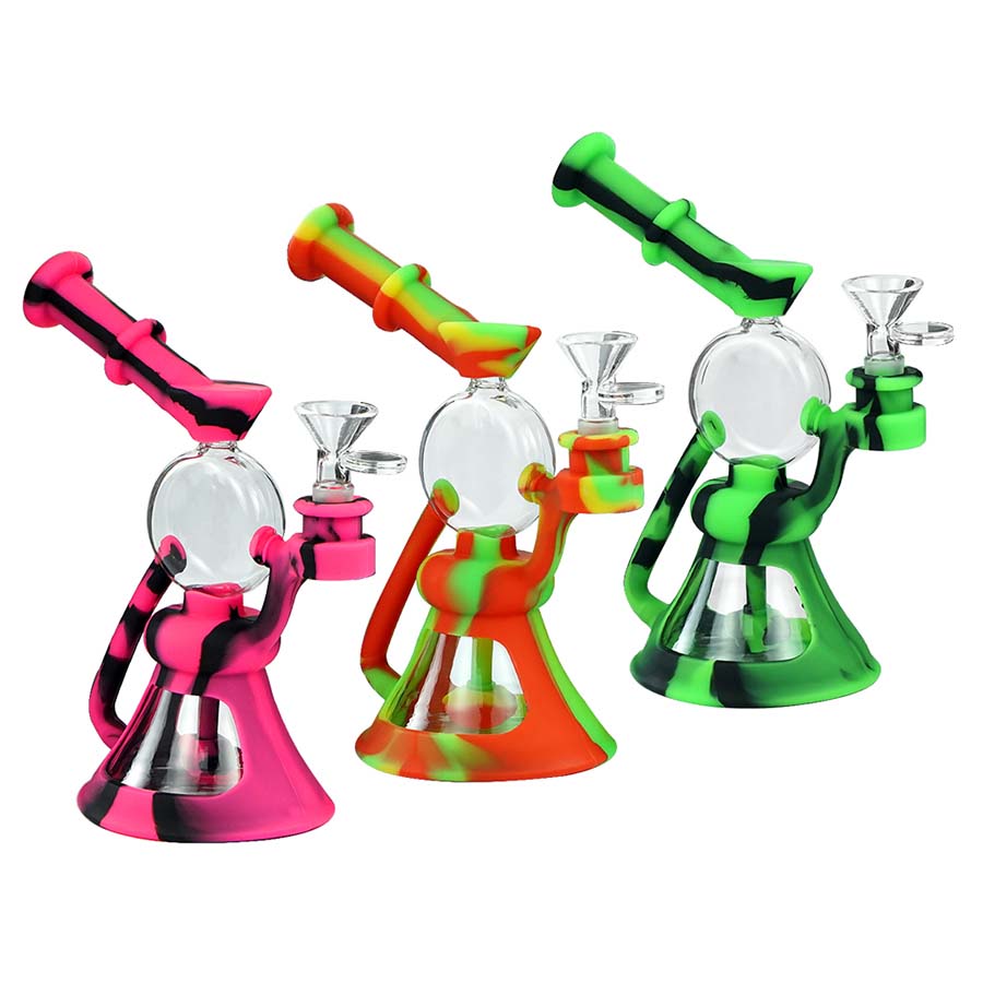 

Smoking Water Pipe Glass Hookahs silicone beaker bong storage Tobacco Round bongs