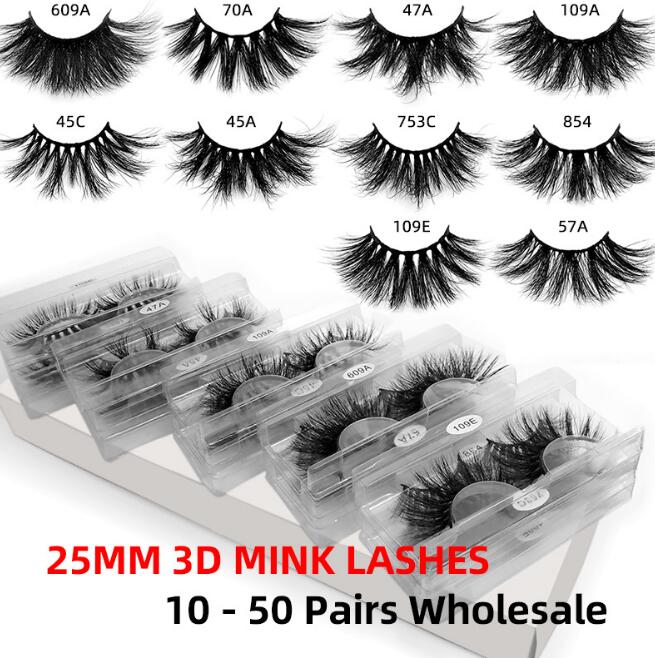 

quality New arrival 10 Styles 25mm eyeLash 3d Mink Lashes in Bulk Natural Long Mink Lashes False Eyelash