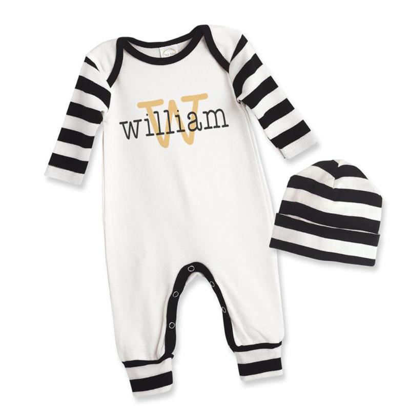 

Jumpsuits Personalize Born Boy Coming Home Outfit, Infant Custom Outfit Baby Monogrammed Romper, As pic