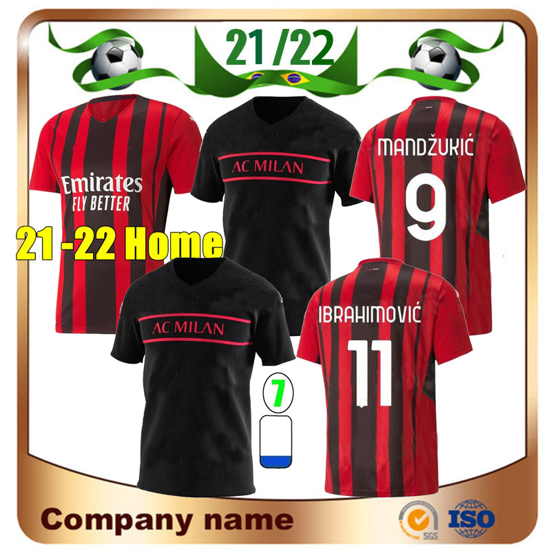 

21/22 AC milan #11 IBRAHIMOVIC #9 MANDZUKIC Soccer Jersey 2021 THEO REBIC Shirt PAQUETA TONALI ROMAGNOLI CALHANOGLU CUTRONE KESSIE Football uniform, Home patch