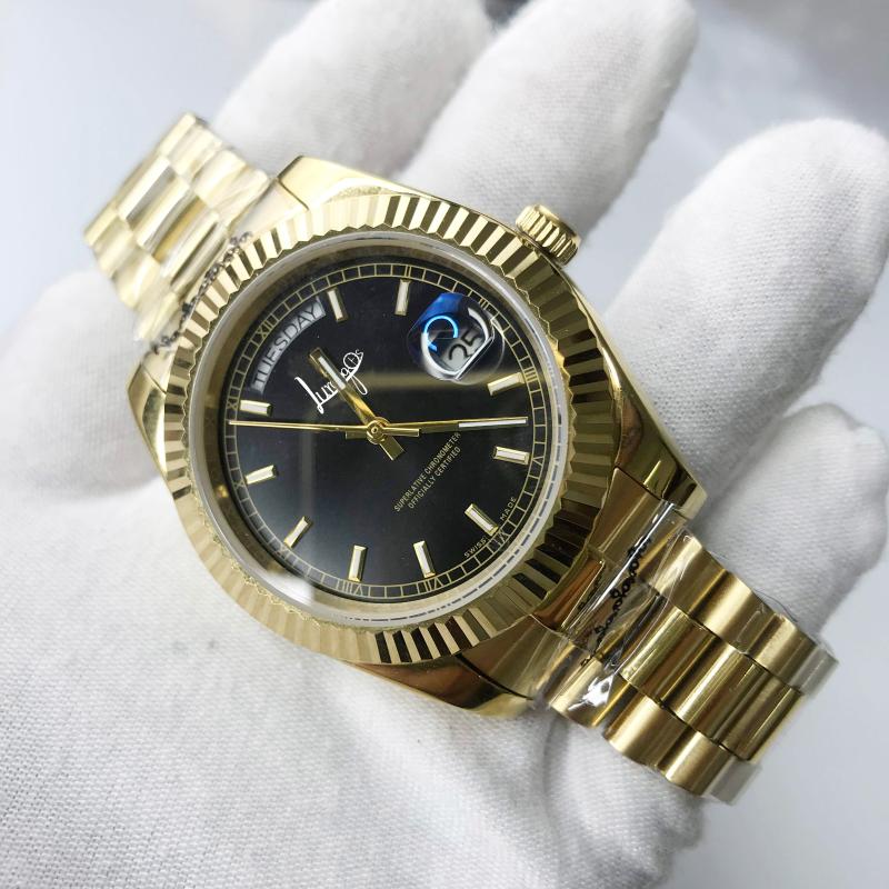 Wristwatches Luxury 18K Gold Watch Automatic DAY-DATE Style Men Self-wind 40mm Watches Stainless Steel Wristwatch-image-701710559
