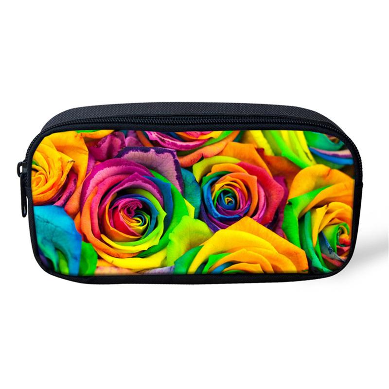

Large Capacity Pencil Case Colorful Flower Print Pen Bags School Supplies Bag Travel Cosmetic Pouch Stationery & Cases