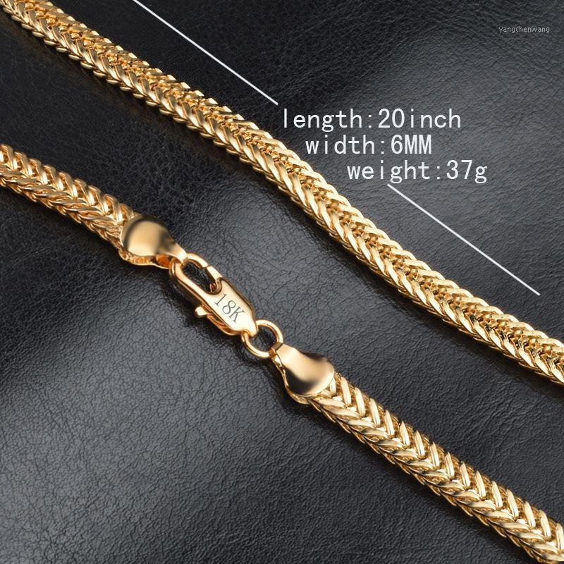 

6mm Gold Color Necklace For Women Men Jewelry Fashion Chain Charms Jewellery Choker 20 Inch A98 Chains