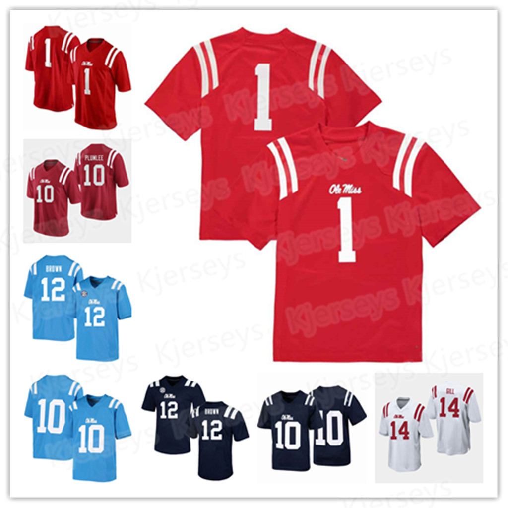 

Ole Miss Rebels Football Jersey Matt Corral Jerrion Ealy Elijah Moore Kenny Yeboah Dontario Drummond Keidron Smith John Rhys Plumlee Manning, Red no mane