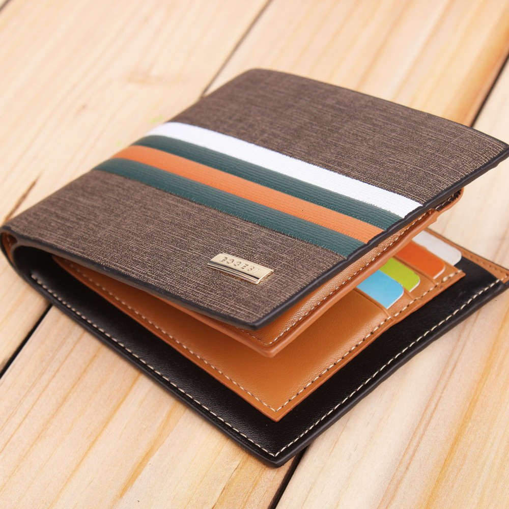 

Men's New casual student's short striped Wallet open ticket holder, Red
