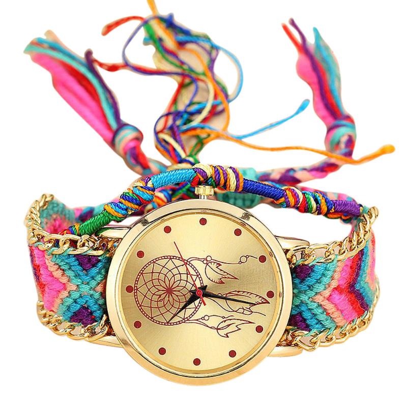 

Wristwatches Women Watches Native Handmade Ladies Vintage Quartz Watch Dream Catcher Friendship Clock Montre Femme 2021