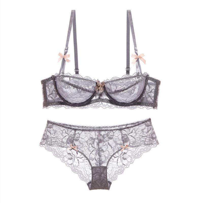 

Bras Sets Varsmiss Sexy Lingerie For Women Ultra-thin Lace Underwear Half Cup Comfortable Breathable Bra, Black