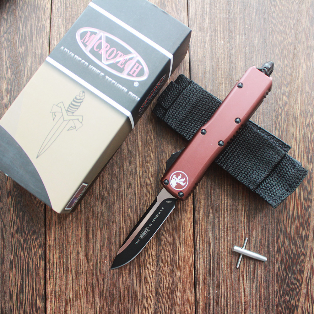 

NEW MICRO Double Action Automatic knife MINI UTX 85 Tactical Knives Aviation Aluminum Handle D2 Blade EDC TOOLS ut