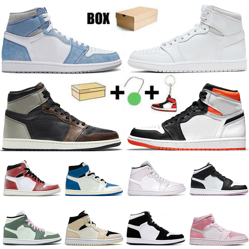 

With Box Fashion Jumpman 1 1s Women Mens Basketball Shoes Retro Travis Scott Mid Barely Orange High OG Hyper Royal White Off Sneakers Trainers Sports Size 36-46, C22 high og electro orange 40-47