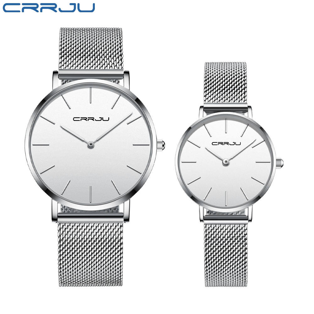 

Fashion Watches CRRJU Women Lover's Luxury Slim Quartz Mesh Watch for Men Casual Waterproof Ladies Elegant Gift Watch 210517, W rs bk box