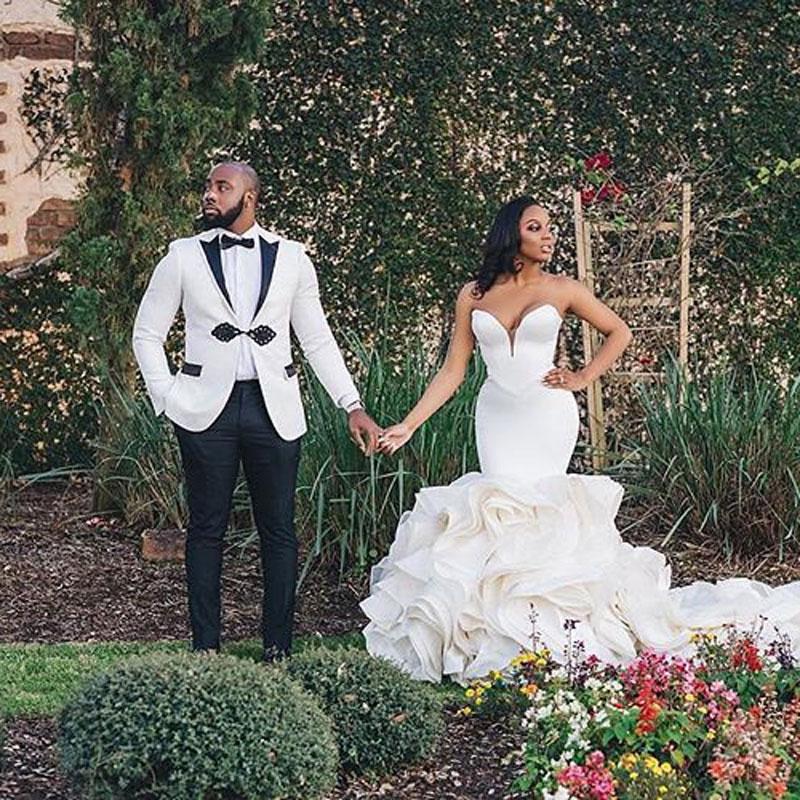 

White Groom Tuxedo For Wedding Suits Man Blazers Costume Homme Mariage 2piece Coat Pants Custom Made Terno Masculino Men's &, Custom made color