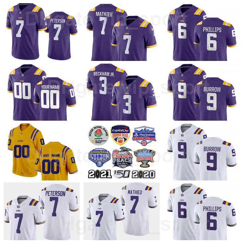 

NCAA College Football 9 Joe Burrow Jersey LSU Tigers 3 Odell Beckham Jr 80 Jarvis Landry Tryann Mathieu Patrick Peterson 7 Leonard Fournette, Yellow