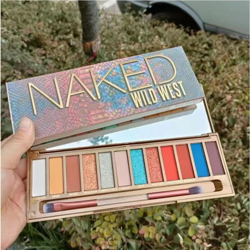 

Brand Naked Wild West Eye shadow Palette, 12 Desert Inspired Neutral Shades with Green and Blue, Ultra-Blendable, Includes Mirror & Double-Ended Makeup Brush, Mixed color