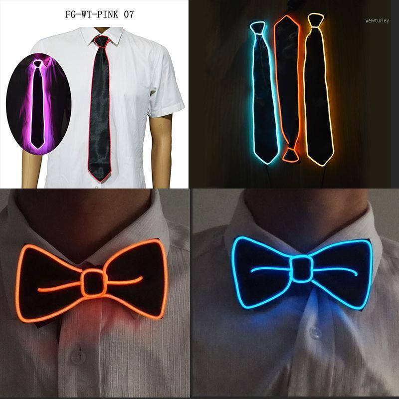 

Party Decoration Colorful EL Wire Bow Tie Light Up LED Glowing For DJ Bar Club Cosplay Costume Novelty Dress Decor