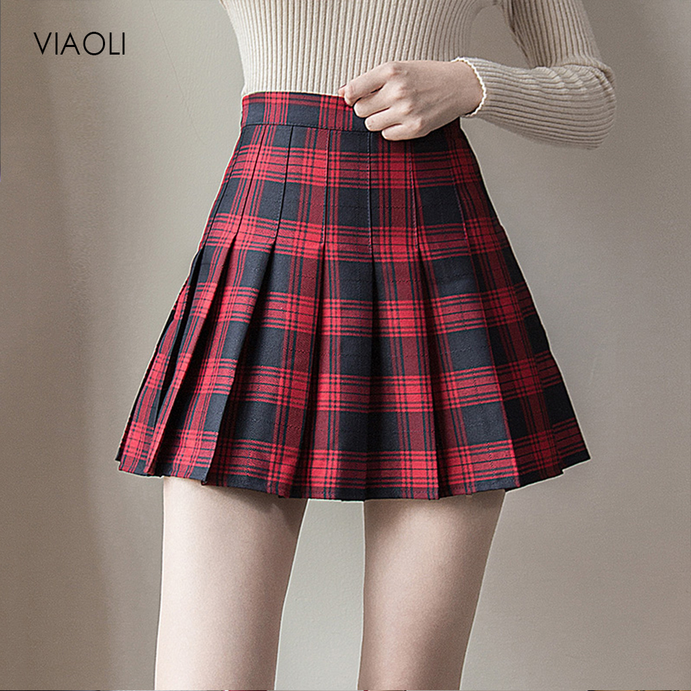 

Plus Size Harajuku Short Skirt New Korean Plaid Skirt Women Zipper High Waist School Girl Pleated Plaid Skirt Sexy Mini, Photo1