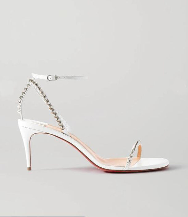 

Style So-Me Marrys Sandal shoes Red Bottoms Bride Heel Wedding Party Dress Sexy Thin Heels Leather With Spikes black white studs sandals fast ship