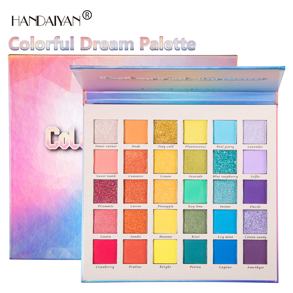 

HANDAIYAN 30 Colors Eyeshadow Pallete Shimmer Matellic Neon Makeup Palette Glitter Matte Shades Nude Blendable Pigment Powder make-up, Customize