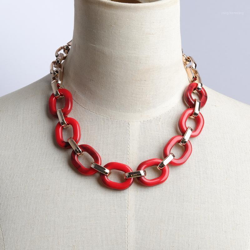 

Chains 2021 CCB Acrylic Link Chunky Necklace Women's Retro Jewelry Wholesale