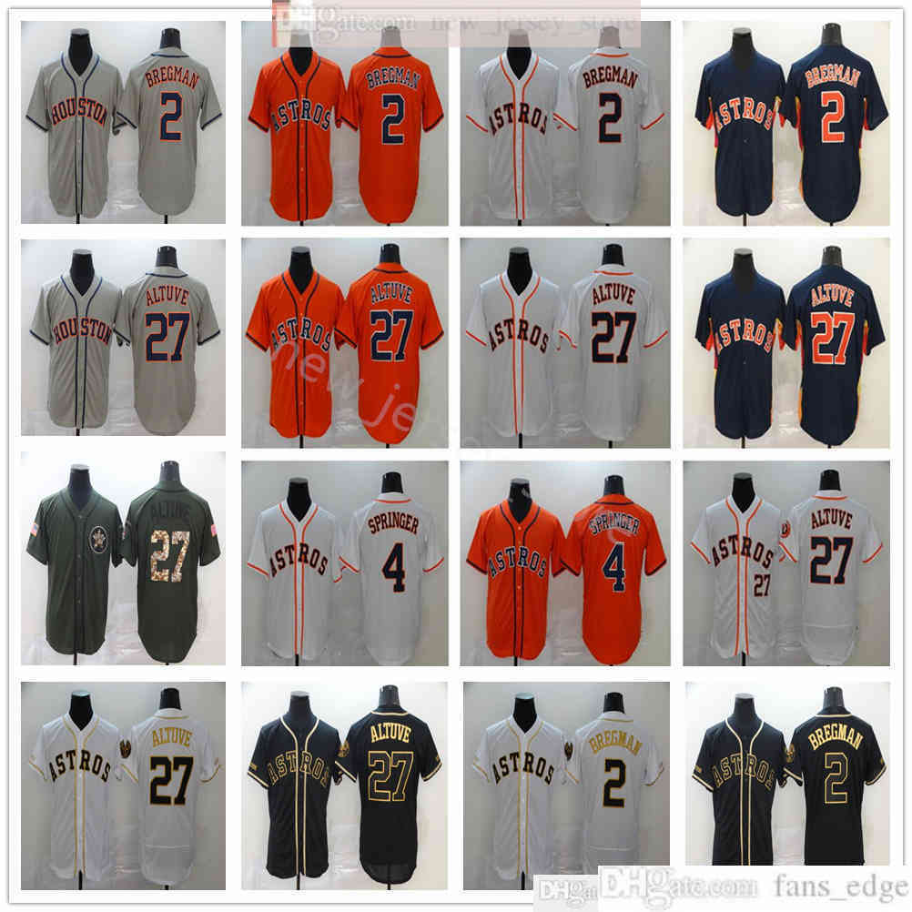 

Season Baseball 27 Jose Altuve Jerseys Stitched 2 Alex Bregman 4 George Springer White Black Gold Orange Gray Jersey, 2020 style