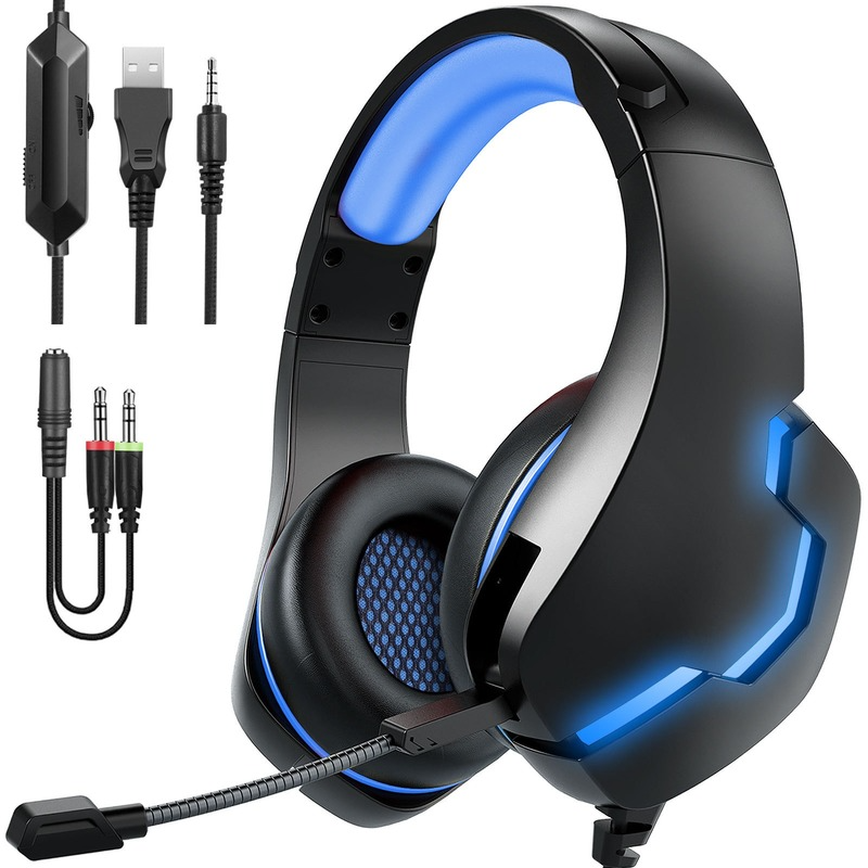 

J10 Headset Wired Headset Wire-Controlled Luminous E-Sports Mobile Phone Computer Headset for PlayerUnknown's Battlegrounds(The logisti