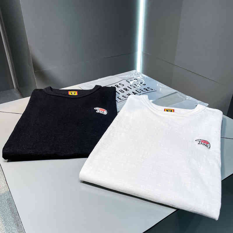 

human made embroidery Nigo polar bear short sleeve men's trendy cylinder slub cotton lovers T-shirt women's, White;black