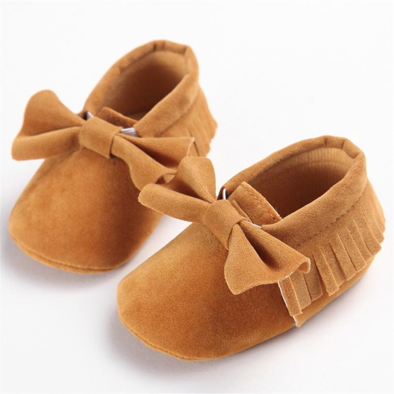 

First Walkers Born Baby Boy Girl Cute Moccasins Shoes Fringe Soft Soled Non-slip Footwear Crib PU Suede Leather Walker
