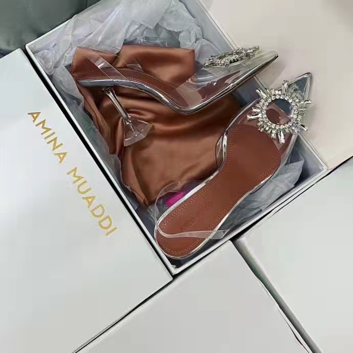 

Fashion Season Shoes Amina Italy Muaddi Pumps Begum Glass Pvc Slingback Clear, As picture