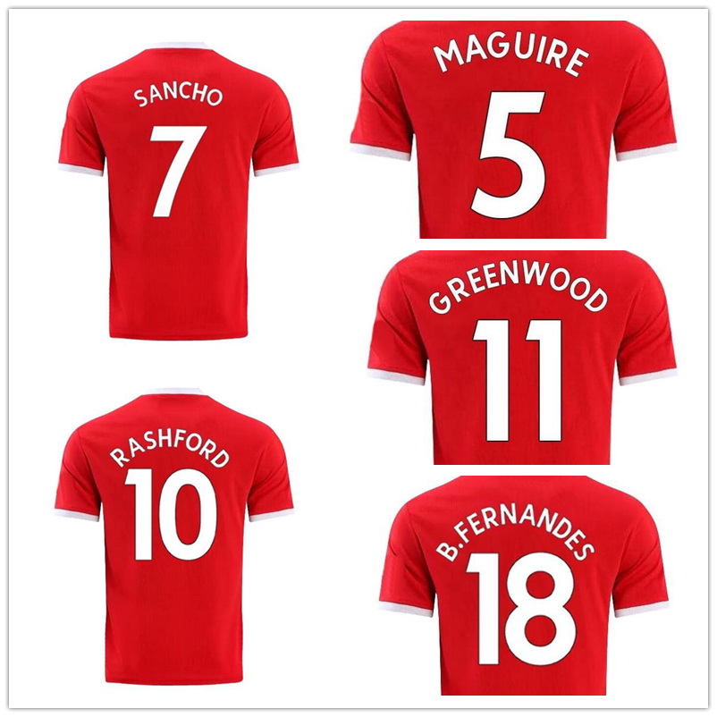 

7 CavanI 21 10 RASHFORD 18 B.FERNANDES 34 VAN DE BEEK Soccer Jerseys Custom Your 2021 Top Thai Quality customized Personalized Jerseys, 19-20 away goalkeeper black